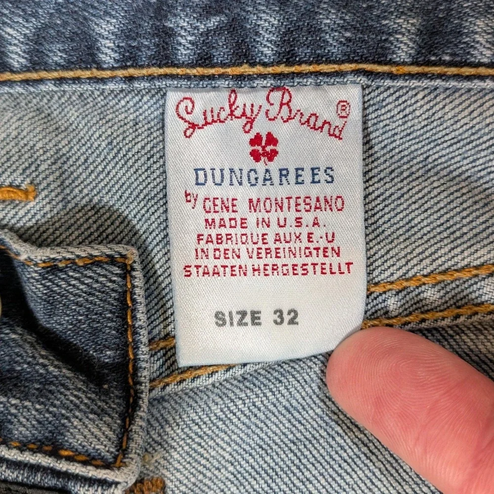 Lucky Brand Dungarees Men 29x28.5 Blue Jeans Made In‎ USA Button Fly VTG 7183C70